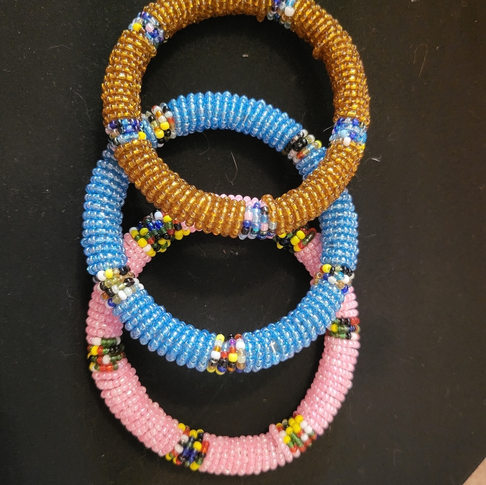 Three beaded bracelets